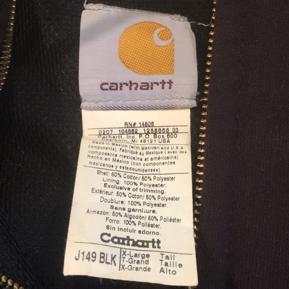 VTG Carhartt Rain Defender Thermal Lined Heavyweight Sweatshirt Jacket XLT - Picture 5 of 12